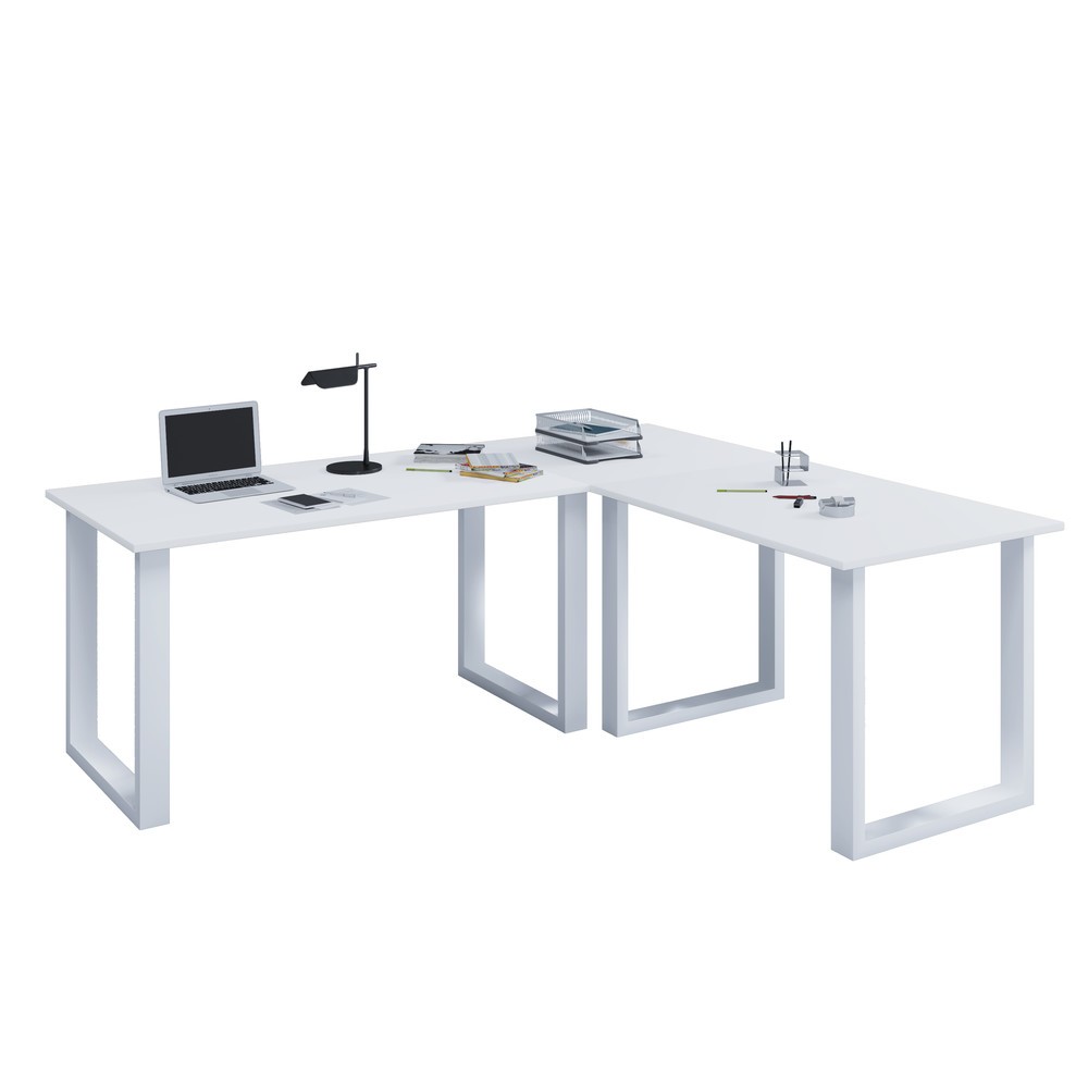 Imagen del producto: Escritorio esquinero Lona, ancho x fondo 220 x 80 y 220 x 80 cm, patas en U, blanco