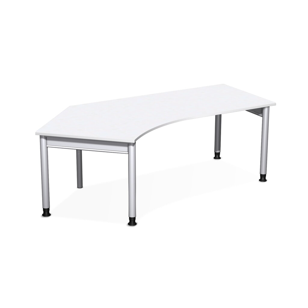 Escritorio profesional geramöbel manualmente ajustable en altura, tablero de forma libre 135° a la izquierda, estructura de 4 bases, 2.166 x 1.130 mm (ancho x fondo), blanco Imagen del producto: Escritorio profesional geramöbel manualmente ajustable en altura, tablero de forma libre 135° a la izquierda, estructura de 4 bases, 2.166 x 1.130 mm (ancho x fondo), blanco