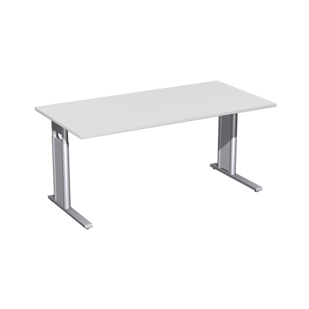Escritorio profesional geramöbel, altura regulable manualmente, bastidor en C, AxP 1.600 x 800 mm, gris claro Imagen del producto: Escritorio profesional geramöbel, altura regulable manualmente, bastidor en C, AxP 1.600 x 800 mm, gris claro