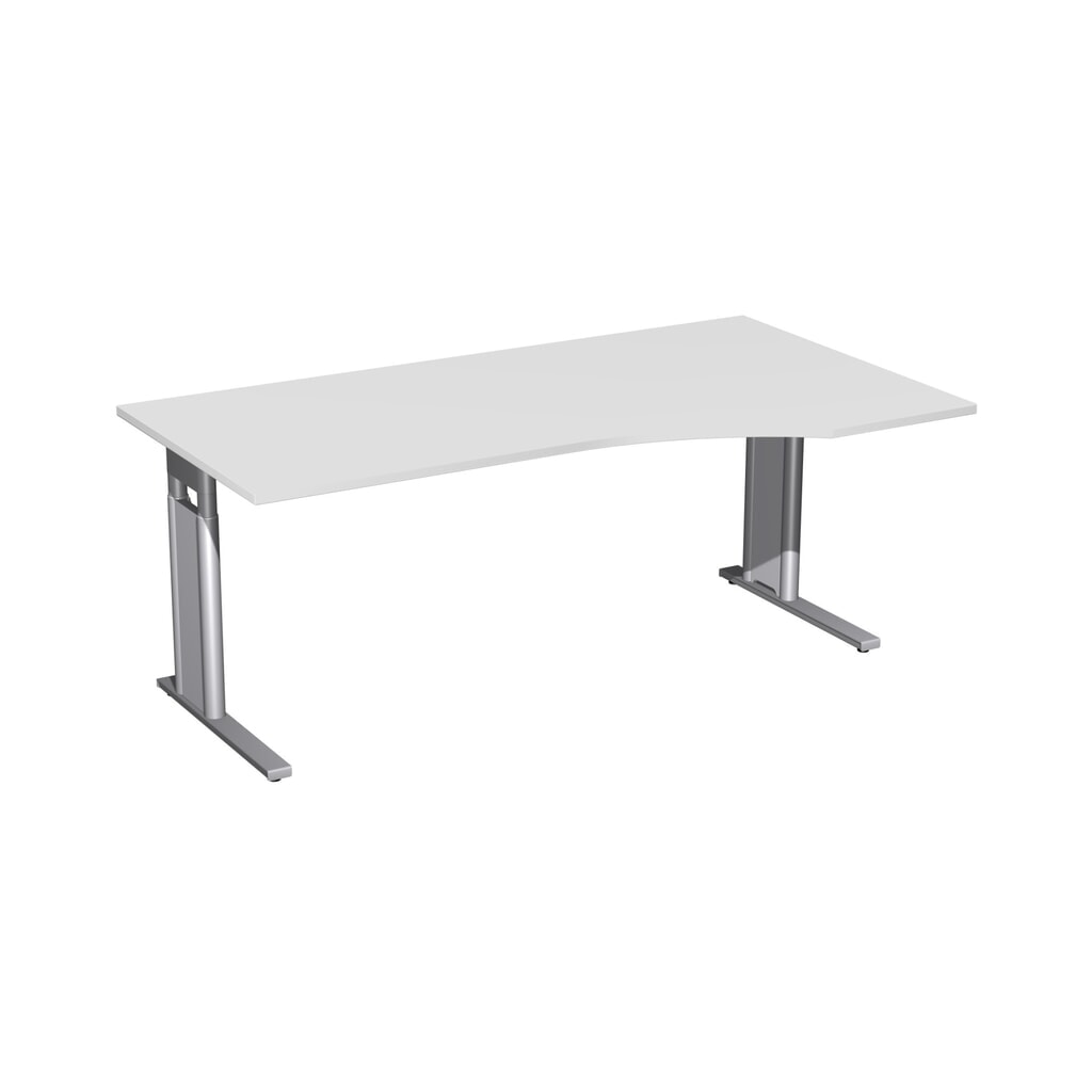 Imagen del producto: Escritorio Geramöbel escritorio profesional con altura regulable manualmente, bastidor en C, tablero de mesa en forma de PC a la derecha, AxP 1800 x 800/1000 mm, gris claro