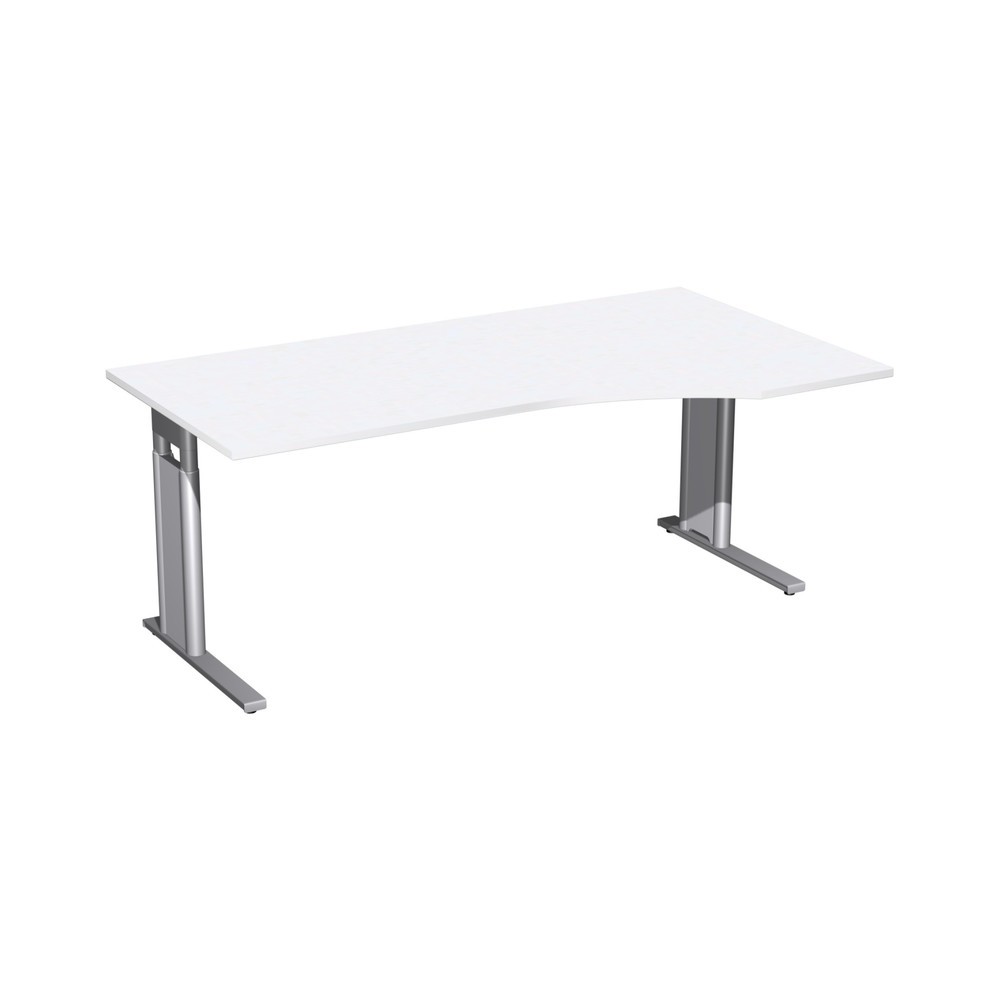 Imagen del producto: Escritorio profesional, Pie C, Forma de PC, Derecha, altura de construcción ajustable, An x F didad 1.800 x 800/1.000 mm, Blanco