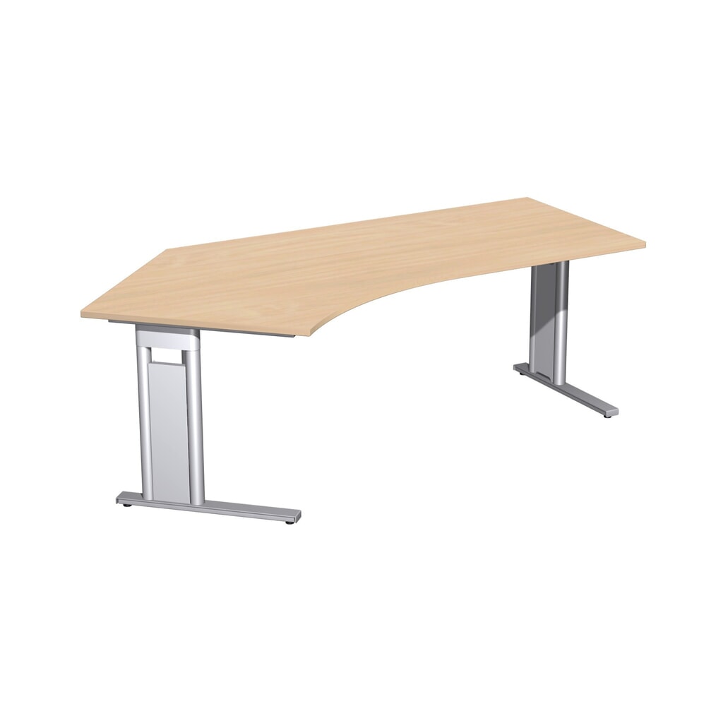Escritorio de oficina profesional Geramöbel, tablero de forma libre 135° a la izquierda, bastidor en C, AxP 2166 x 1130 mm, haya Imagen del producto: Escritorio de oficina profesional Geramöbel, tablero de forma libre 135° a la izquierda, bastidor en C, AxP 2166 x 1130 mm, haya