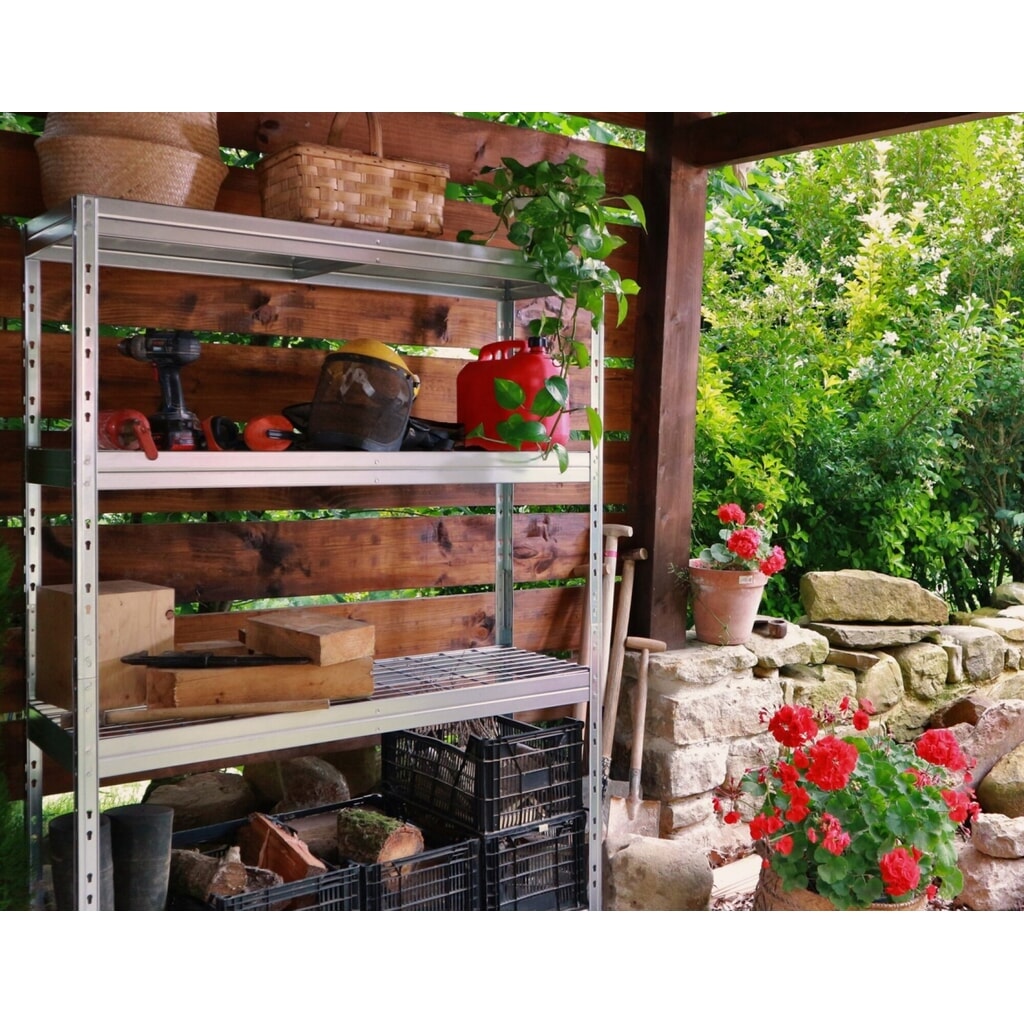 Estante ancho exterior con estantes de rejilla, H x An x F 1800 x 1200 x 450 mm Número de imagen del producto 6: Estante ancho exterior con estantes de rejilla, H x An x F 1800 x 1200 x 450 mm