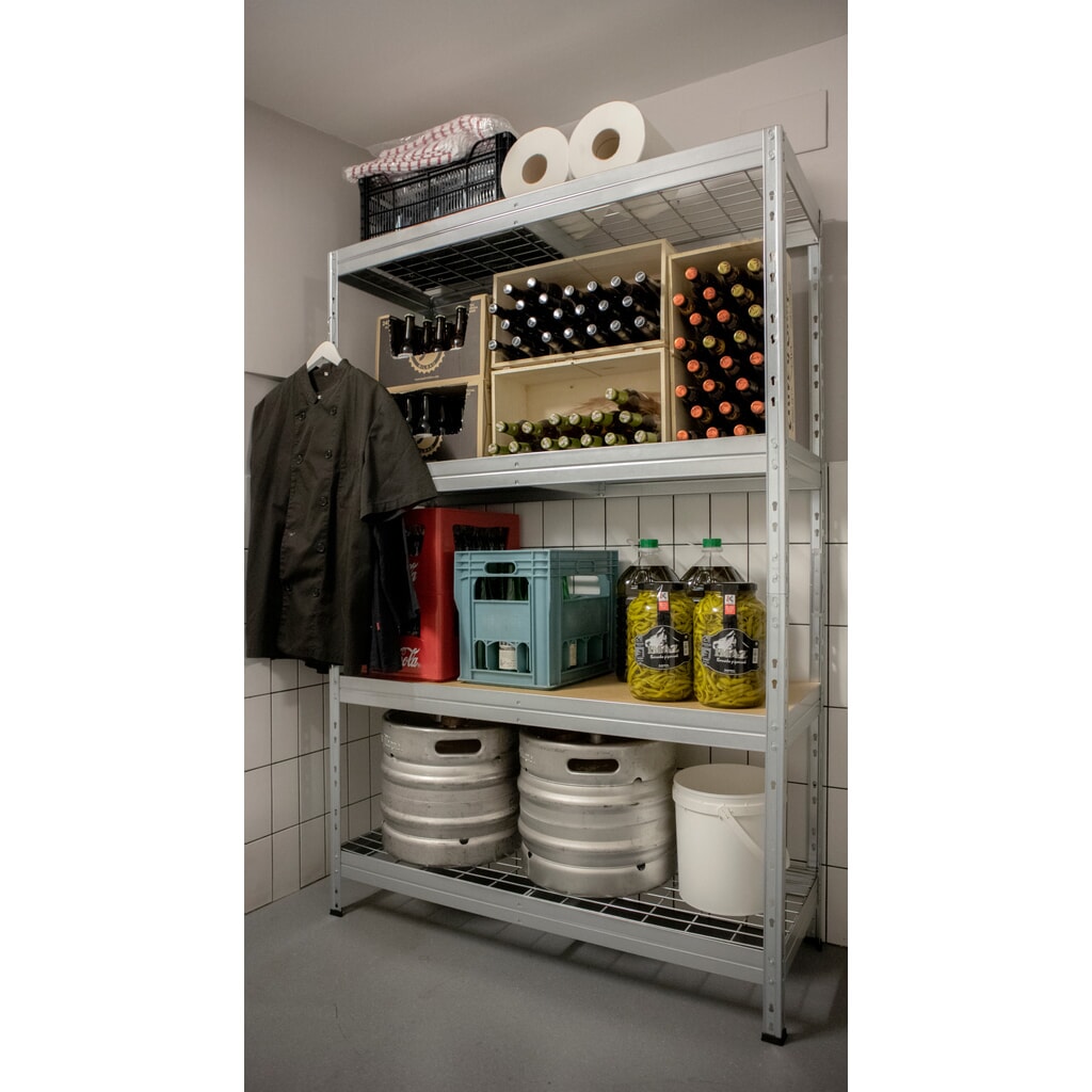 Estante ancho exterior con estantes de rejilla, H x An x F 1800 x 1200 x 450 mm Número de imagen del producto 7: Estante ancho exterior con estantes de rejilla, H x An x F 1800 x 1200 x 450 mm