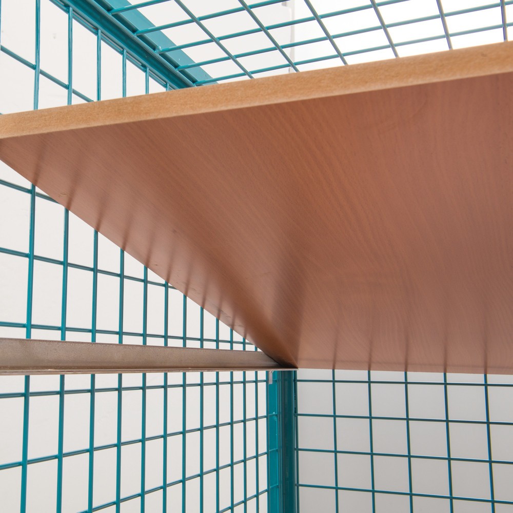 Imagen del producto: estante intermedio adicional para carro|plataforma de armario Ameise®, paredes de rejilla, azul turquesa, alto H x An x F 25 x 995 x 690 mm