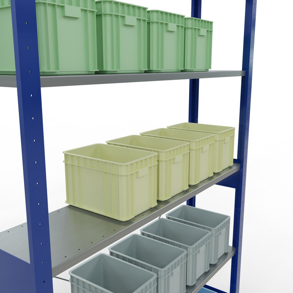 Número de imagen del producto 3: Estantería de cargas pequeñas SCHULTE azul genciana/galvanizada, carga por estante 150 kg, HxAxF 2.500 x 1.360 x 336 mm