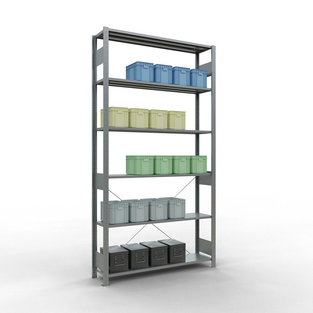 Número de imagen del producto 4: Estantería de cargas pequeñas SCHULTE galvanizada, carga por estante 150 kg, HxAxF 2.500 x 1.360 x 336 mm