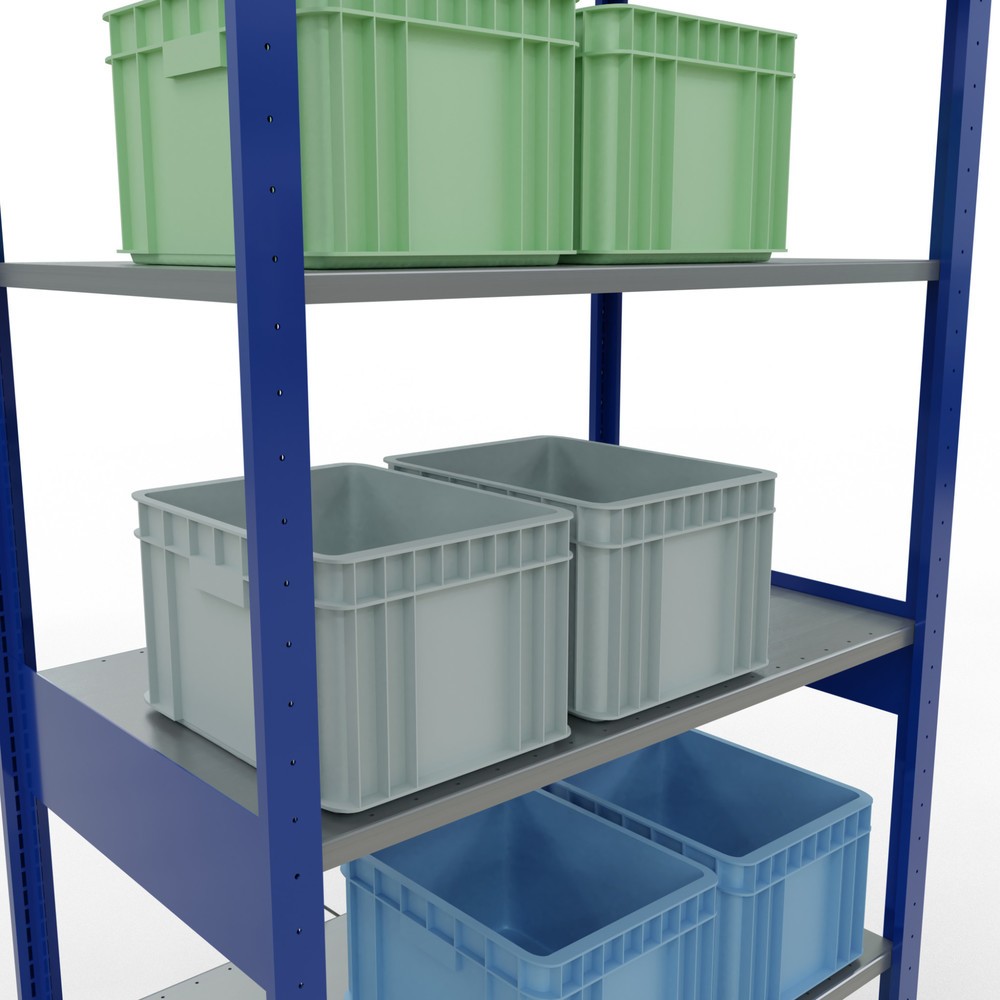 Número de imagen del producto 3: Estantería de cargas pequeñas SCHULTE azul genciana/galvanizada, carga por estante 150 kg, HxAxF 2.500 x 1.060 x 636 mm