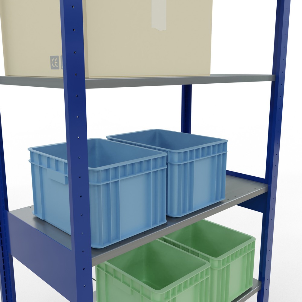 Número de imagen del producto 3: Estantería de cargas pequeñas SCHULTE azul genciana/galvanizada, carga por estante 150 kg, HxAxF 2.500 x 1.060 x 536 mm