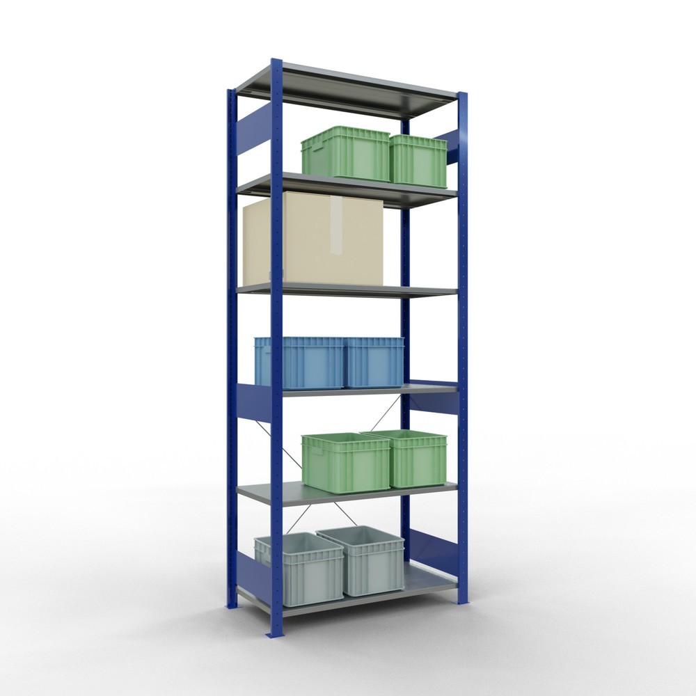 Número de imagen del producto 4: Estantería de cargas pequeñas SCHULTE azul genciana/galvanizada, carga por estante 150 kg, HxAxF 2.500 x 1.060 x 536 mm