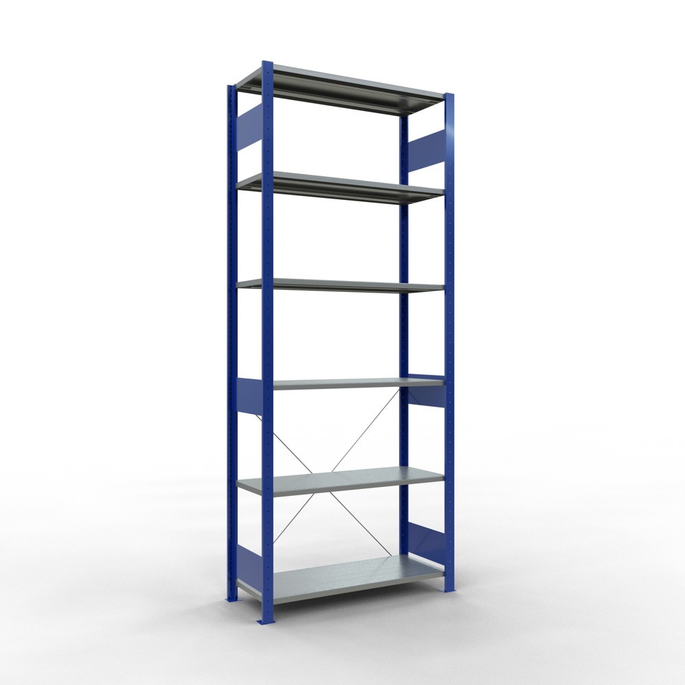 Número de imagen del producto 1: Estantería de cargas pequeñas SCHULTE azul genciana/galvanizada, carga por estante 150 kg, HxAxF 2.500 x 1.060 x 436 mm