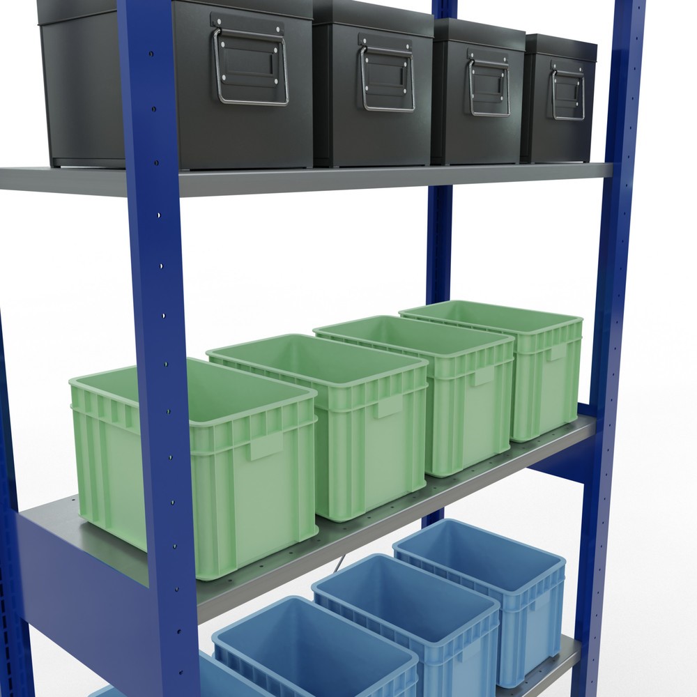 Número de imagen del producto 3: Estantería de cargas pequeñas SCHULTE azul genciana/galvanizada, carga por estante 150 kg, HxAxF 2.500 x 1.060 x 436 mm