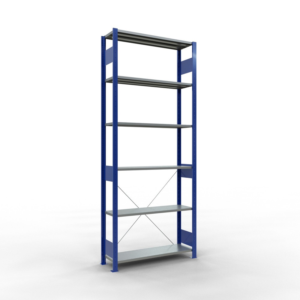 Número de imagen del producto 1: Estantería de cargas pequeñas SCHULTE azul genciana/galvanizada, carga por estante 150 kg, HxAxF 2.500 x 1.060 x 336 mm