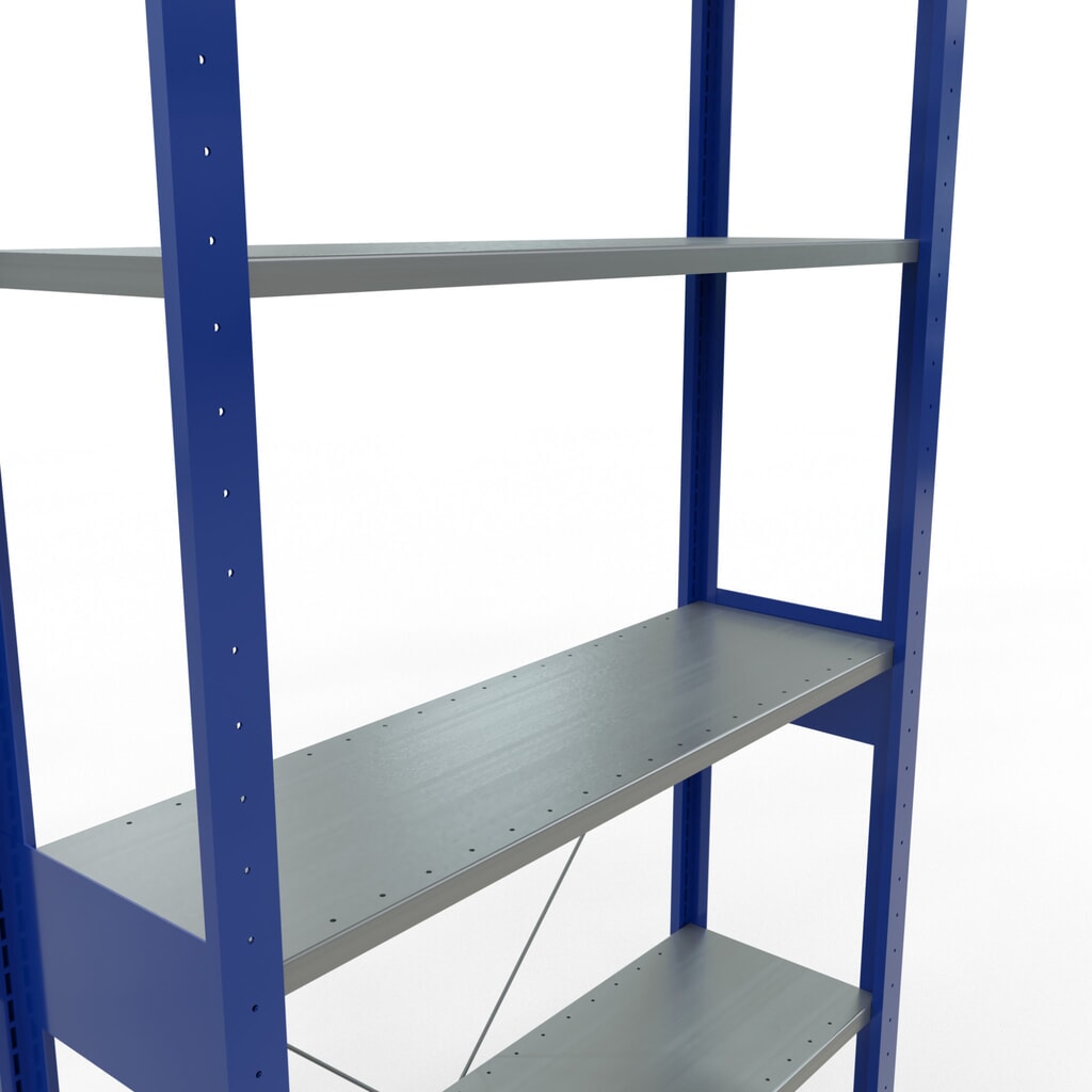 Estantería de cargas pequeñas SCHULTE azul genciana/galvanizada, carga por estante 150 kg, HxAxF 2.500 x 1.060 x 336 mm Número de imagen del producto 2: Estantería de cargas pequeñas SCHULTE azul genciana/galvanizada, carga por estante 150 kg, HxAxF 2.500 x 1.060 x 336 mm