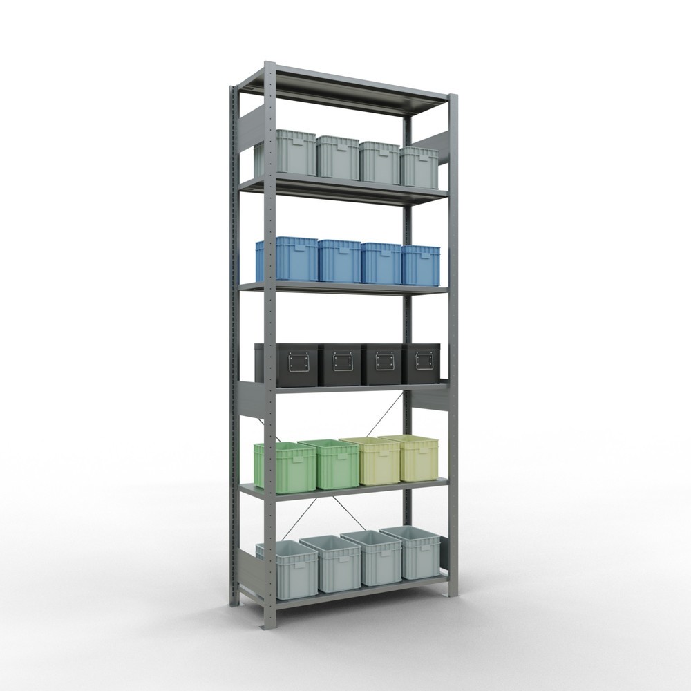 Número de imagen del producto 3: Estantería de cargas pequeñas SCHULTE galvanizada, carga por estante 150 kg, HxAxF 2.500 x 1.060 x 436 mm