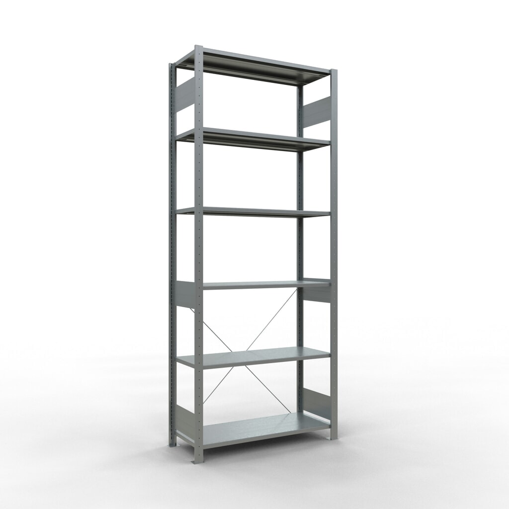 Estantería de cargas pequeñas SCHULTE galvanizada, carga por estante 150 kg, HxAxF 2.500 x 1.060 x 436 mm Imagen del producto: Estantería de cargas pequeñas SCHULTE galvanizada, carga por estante 150 kg, HxAxF 2.500 x 1.060 x 436 mm