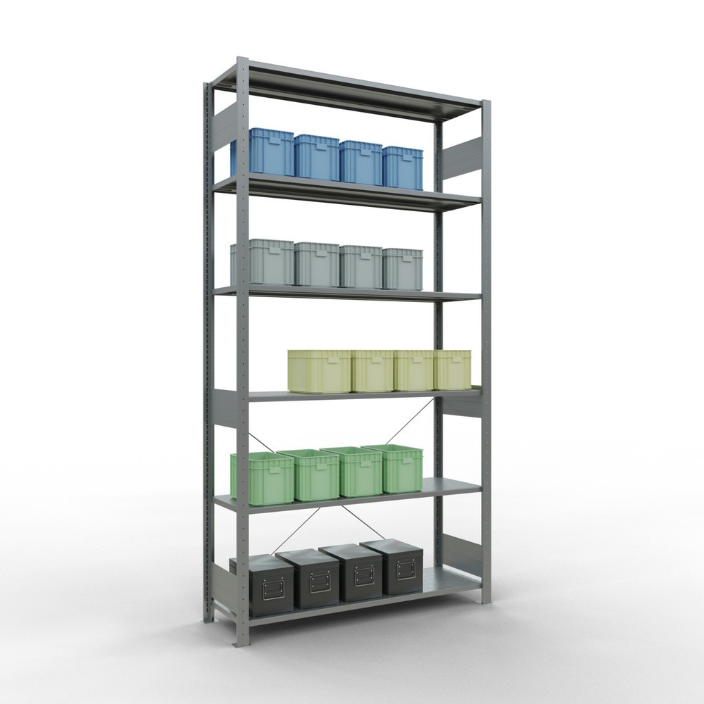 Número de imagen del producto 3: Estantería de cargas pequeñas SCHULTE galvanizada, carga por estante 150 kg, HxAxF 2.500 x 1.360 x 436 mm