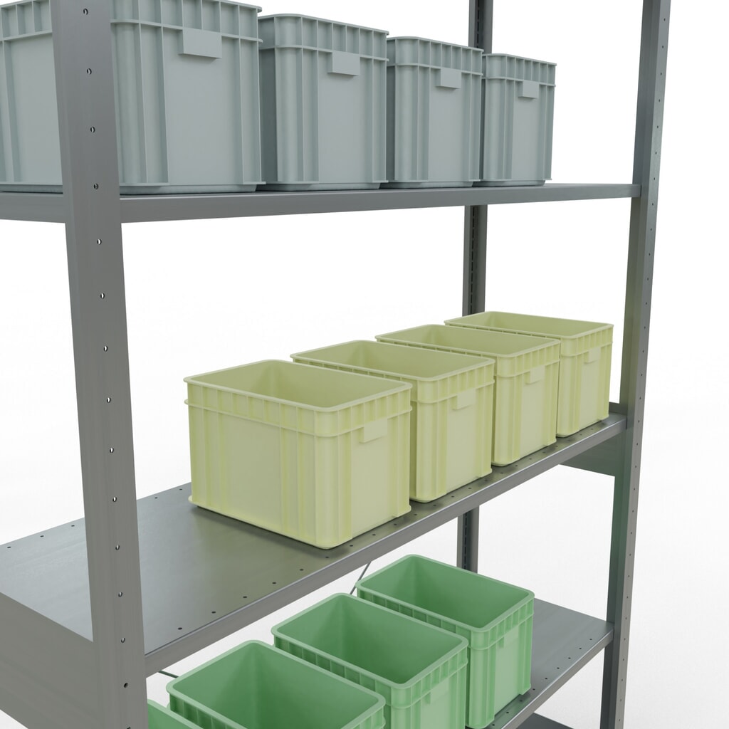 Número de imagen del producto 4: Estantería de cargas pequeñas SCHULTE galvanizada, carga por estante 150 kg, HxAxF 2.500 x 1.360 x 436 mm