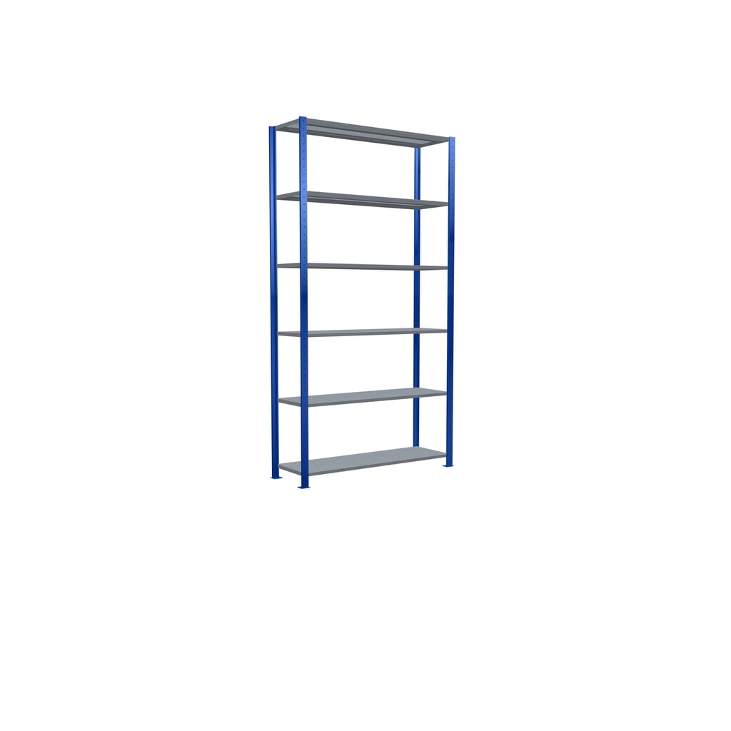 Estantería de cargas pequeñas SCHULTE azul genciana/galvanizada, carga por estante 150 kg, HxAxF 2.500 x 1.360 x 436 mm Número de imagen del producto 2: Estantería de cargas pequeñas SCHULTE azul genciana/galvanizada, carga por estante 150 kg, HxAxF 2.500 x 1.360 x 436 mm