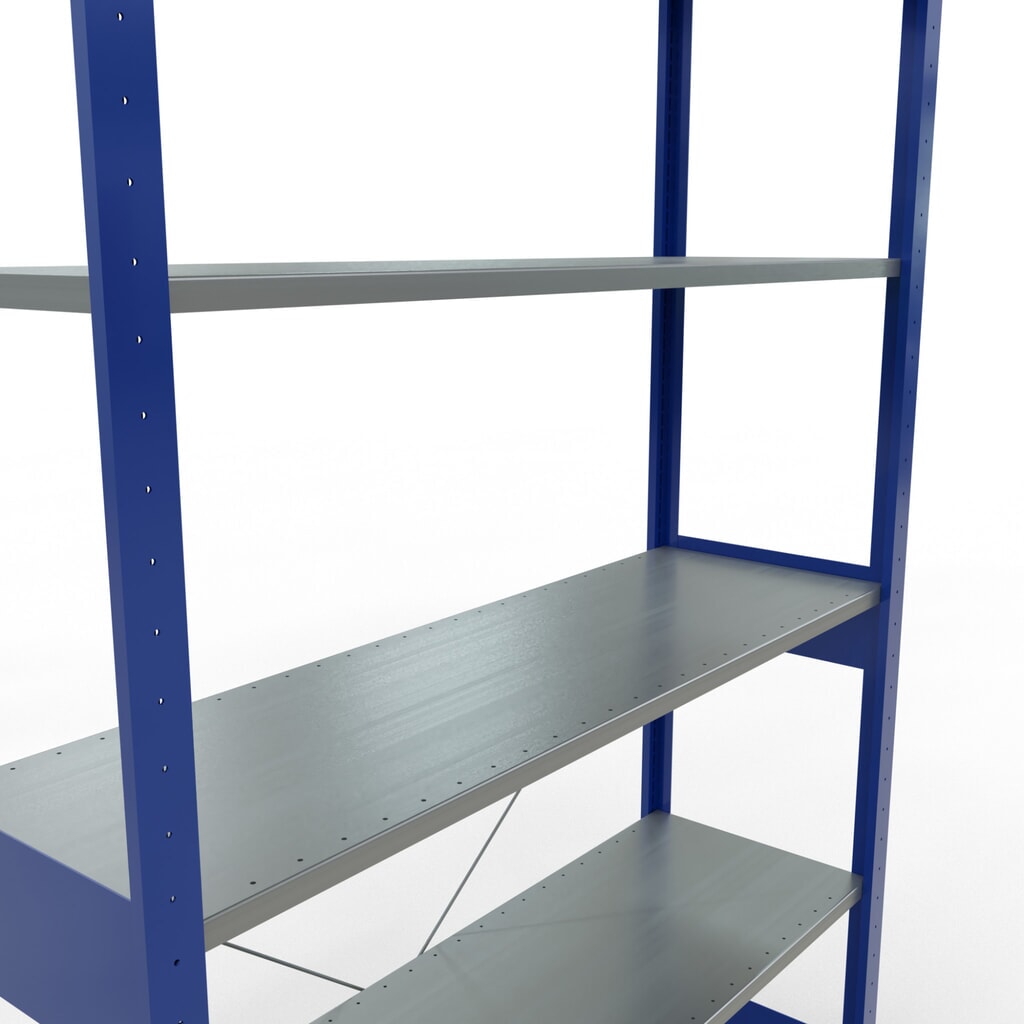 Estantería de cargas pequeñas SCHULTE azul genciana/galvanizada, carga por estante 150 kg, HxAxF 2.500 x 1.360 x 436 mm Número de imagen del producto 5: Estantería de cargas pequeñas SCHULTE azul genciana/galvanizada, carga por estante 150 kg, HxAxF 2.500 x 1.360 x 436 mm