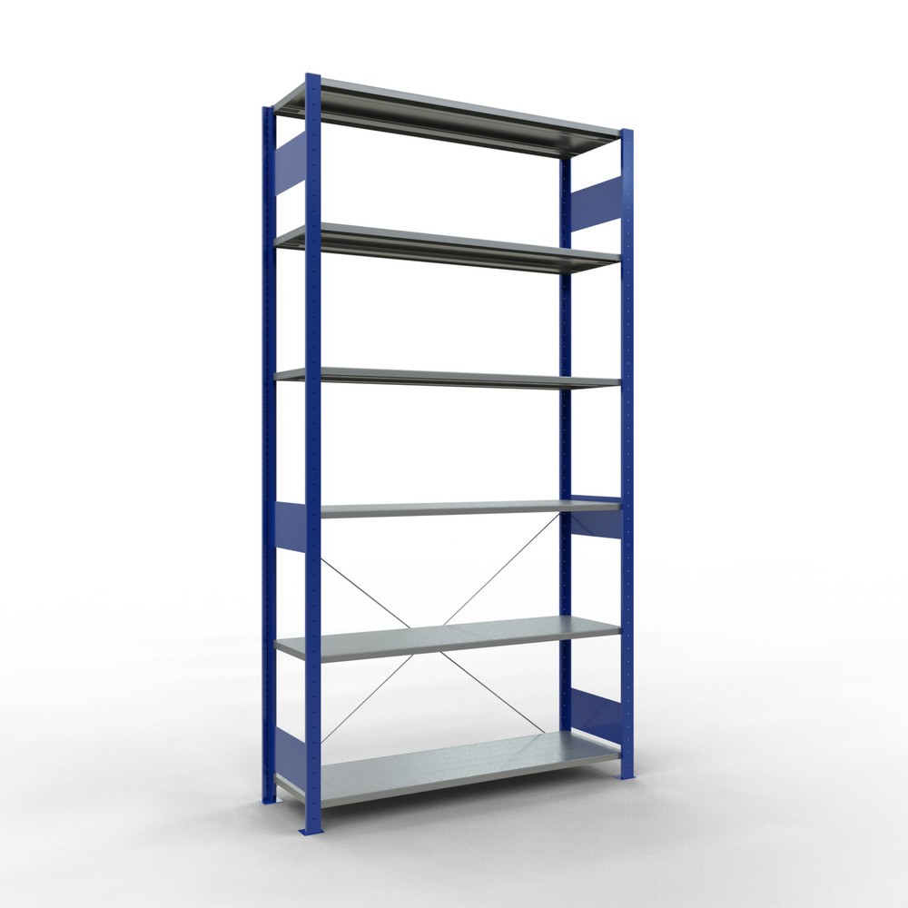 Imagen del producto: Estantería de cargas pequeñas SCHULTE azul genciana/galvanizada, carga por estante 150 kg, HxAxF 2.500 x 1.360 x 436 mm