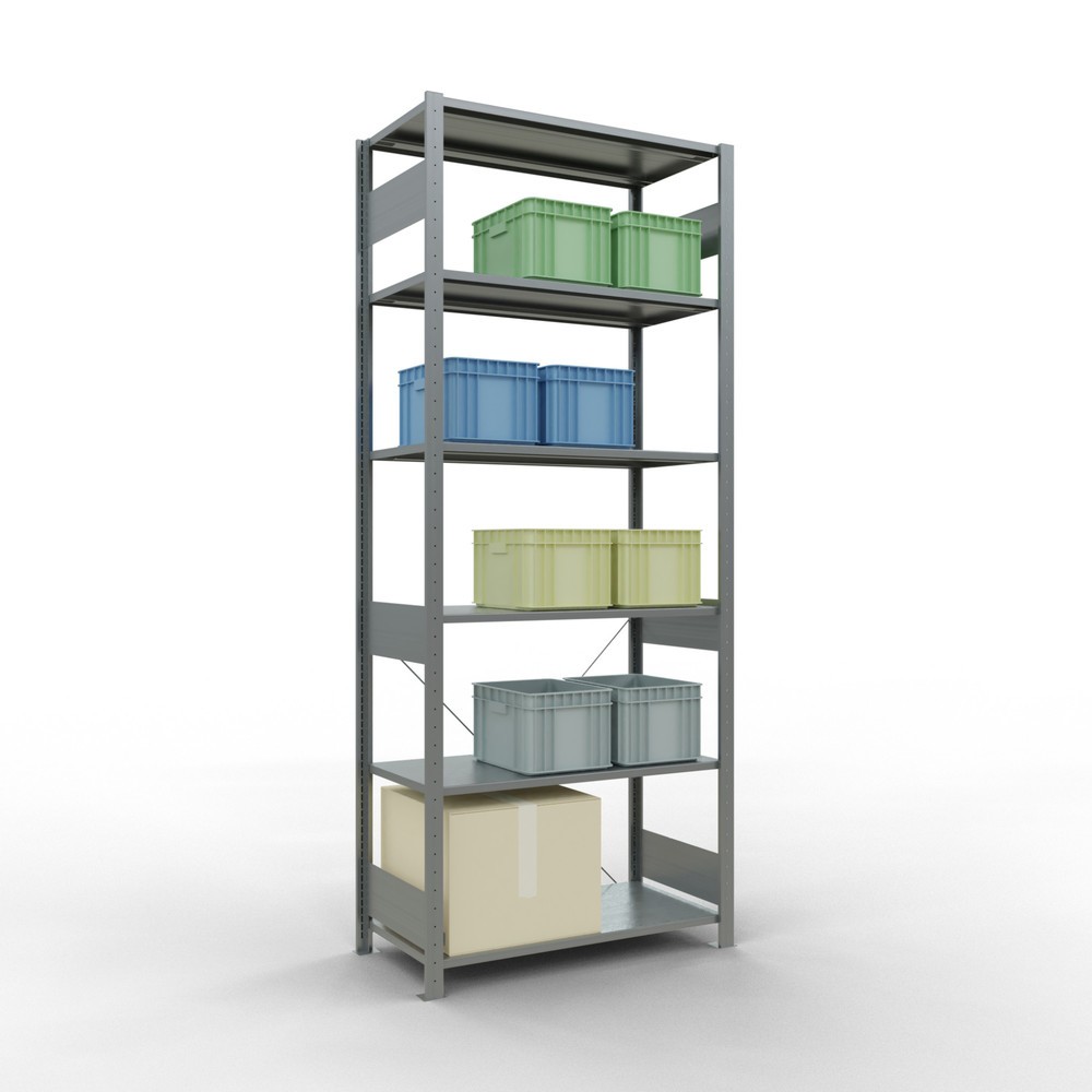 Número de imagen del producto 3: Estantería de cargas pequeñas SCHULTE galvanizada, carga por estante 150 kg, HxAxF 2.500 x 1.060 x 536 mm