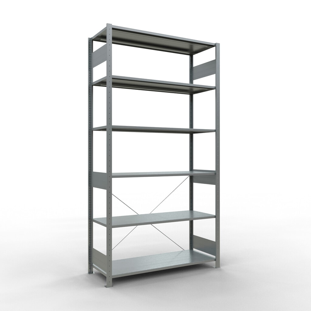 Estantería de cargas pequeñas SCHULTE galvanizada, carga por estante 150 kg, HxAxF 2.500 x 1.360 x 536 mm Imagen del producto: Estantería de cargas pequeñas SCHULTE galvanizada, carga por estante 150 kg, HxAxF 2.500 x 1.360 x 536 mm