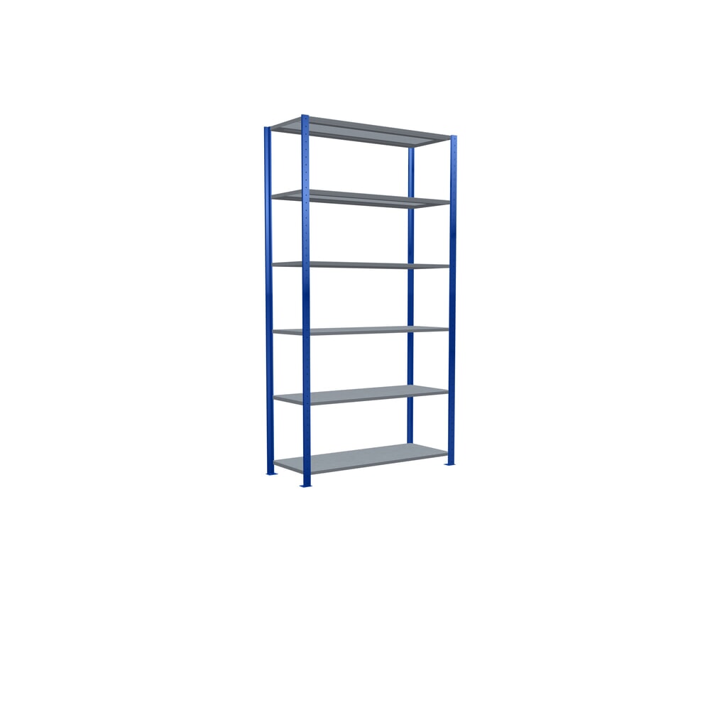 Número de imagen del producto 2: Estantería de cargas pequeñas SCHULTE azul genciana/galvanizada, carga por estante 150 kg, HxAxF 2.500 x 1.360 x 536 mm
