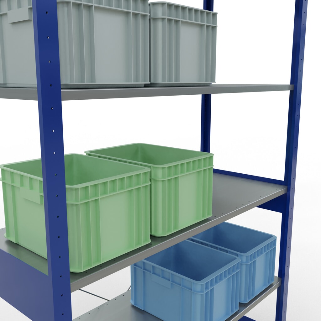 Estantería de cargas pequeñas SCHULTE azul genciana/galvanizada, carga por estante 150 kg, HxAxF 2.500 x 1.360 x 536 mm Número de imagen del producto 4: Estantería de cargas pequeñas SCHULTE azul genciana/galvanizada, carga por estante 150 kg, HxAxF 2.500 x 1.360 x 536 mm