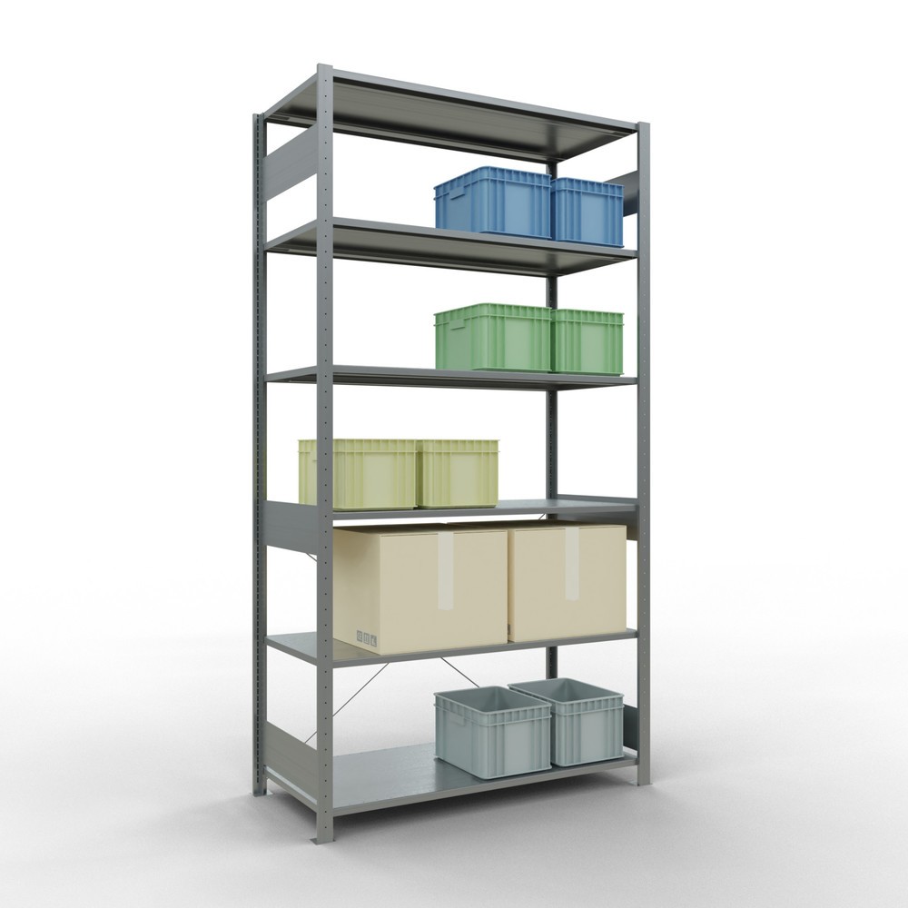 Número de imagen del producto 3: Estantería de cargas pequeñas SCHULTE galvanizada, carga por estante 150 kg, HxAxF 2.500 x 1.360 x 636 mm