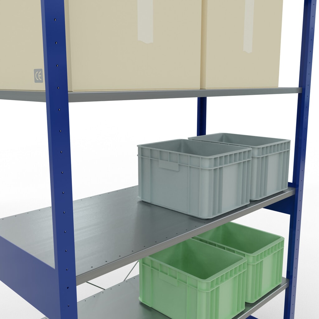 Número de imagen del producto 4: Estantería de cargas pequeñas SCHULTE azul genciana/galvanizada, carga por estante 150 kg, HxAxF 2.500 x 1.360 x 636 mm
