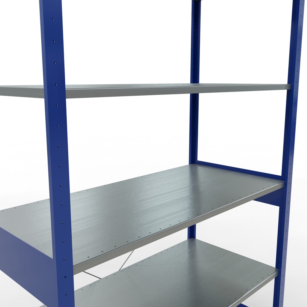 Estantería de cargas pequeñas SCHULTE azul genciana/galvanizada, carga por estante 150 kg, HxAxF 2.500 x 1.360 x 636 mm Número de imagen del producto 5: Estantería de cargas pequeñas SCHULTE azul genciana/galvanizada, carga por estante 150 kg, HxAxF 2.500 x 1.360 x 636 mm