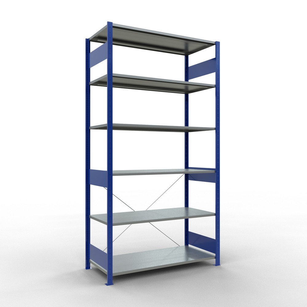 Imagen del producto: Estantería de cargas pequeñas SCHULTE azul genciana/galvanizada, carga por estante 150 kg, HxAxF 2.500 x 1.360 x 636 mm