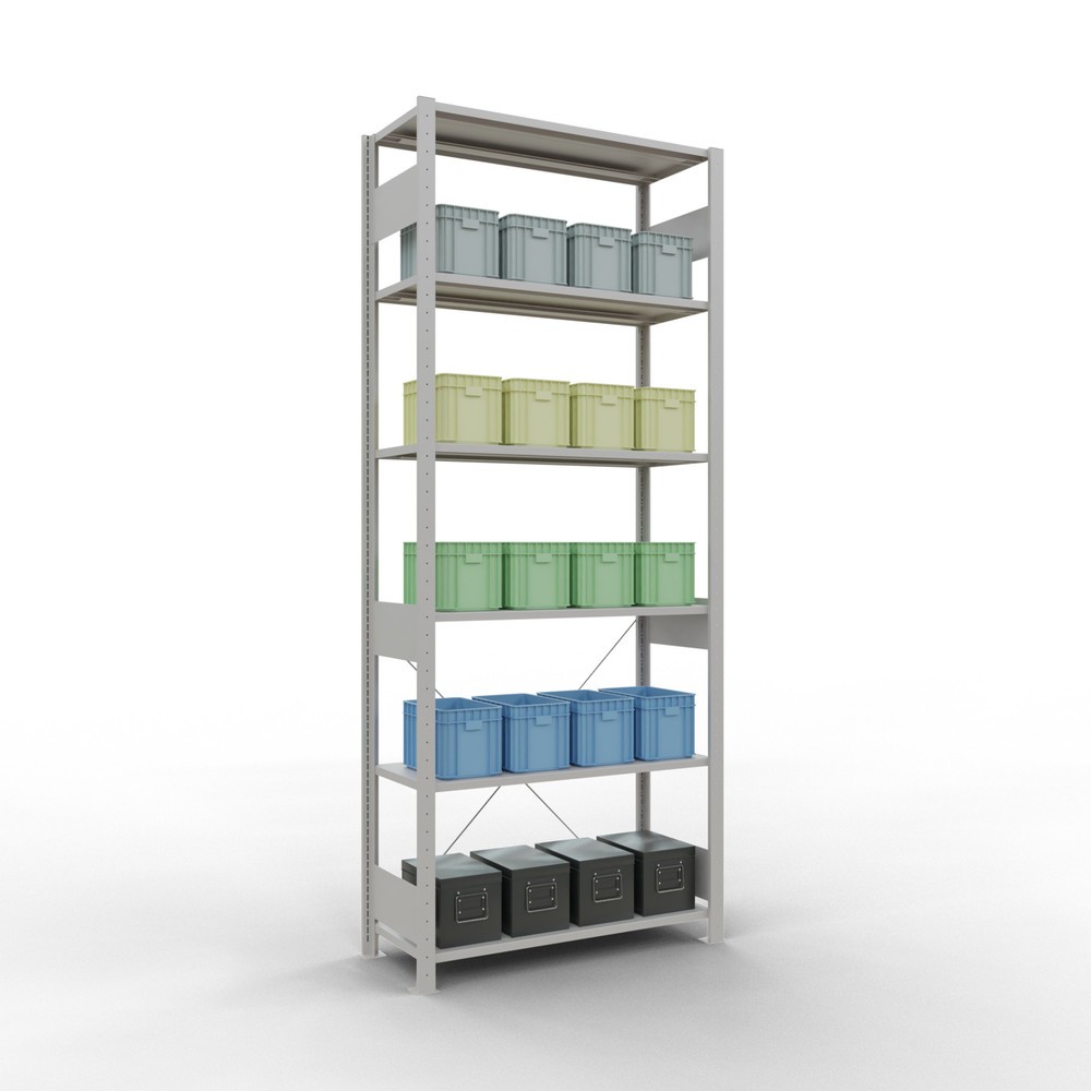 Número de imagen del producto 3: Estantería de cargas pequeñas SCHULTE gris claro, carga por estante 150 kg, HxAxF 2.500 x 1.060 x 436 mm