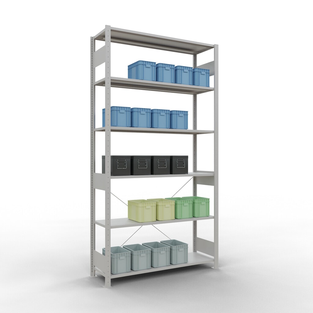 Número de imagen del producto 3: Estantería de cargas pequeñas SCHULTE gris claro, carga por estante 150 kg, HxAxF 2.500 x 1.360 x 436 mm