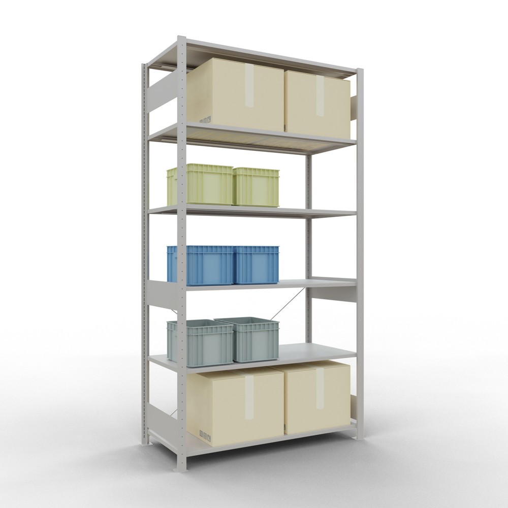 Número de imagen del producto 3: Estantería de cargas pequeñas SCHULTE gris claro, carga por estante 150 kg, HxAxF 2.500 x 1.360 x 636 mm