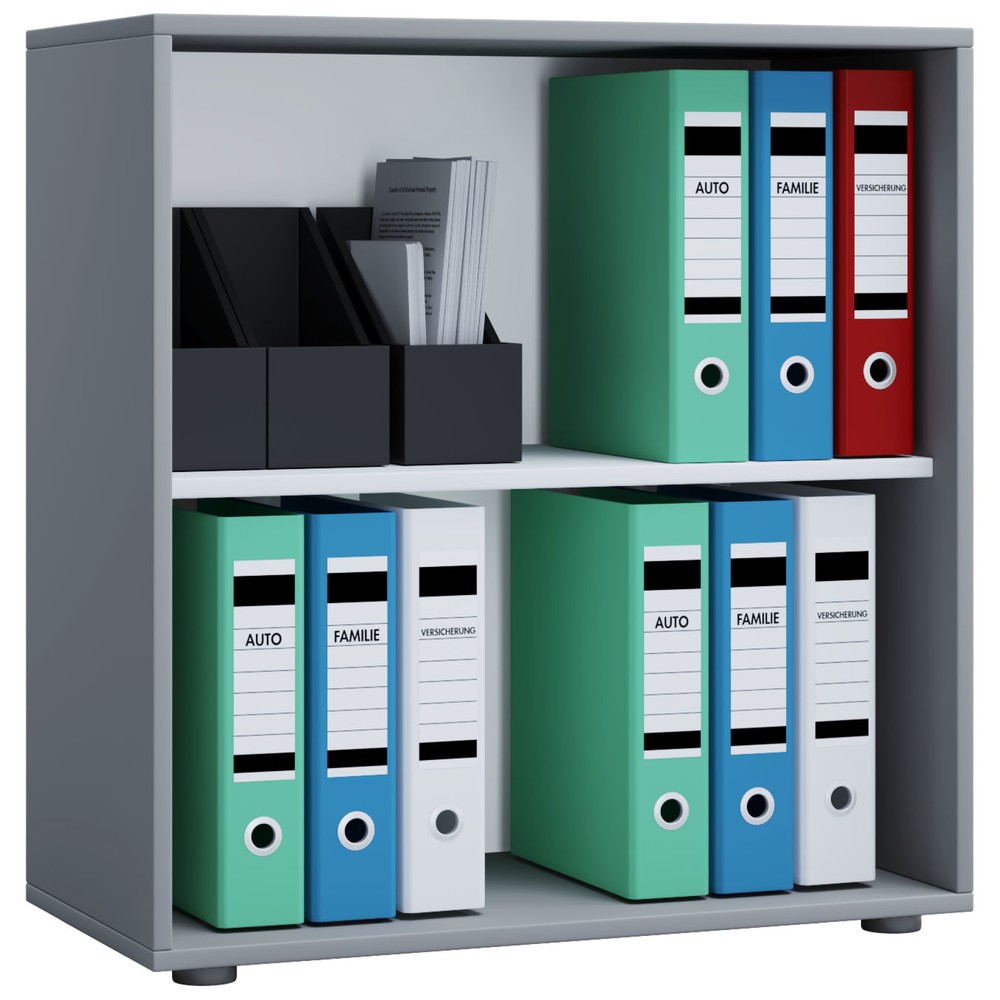 Número de imagen del producto 1: Lona - estante inferior de oficina (2 compartimentos, altura H x An x F, 740 x 700 x 400 mm), color gris