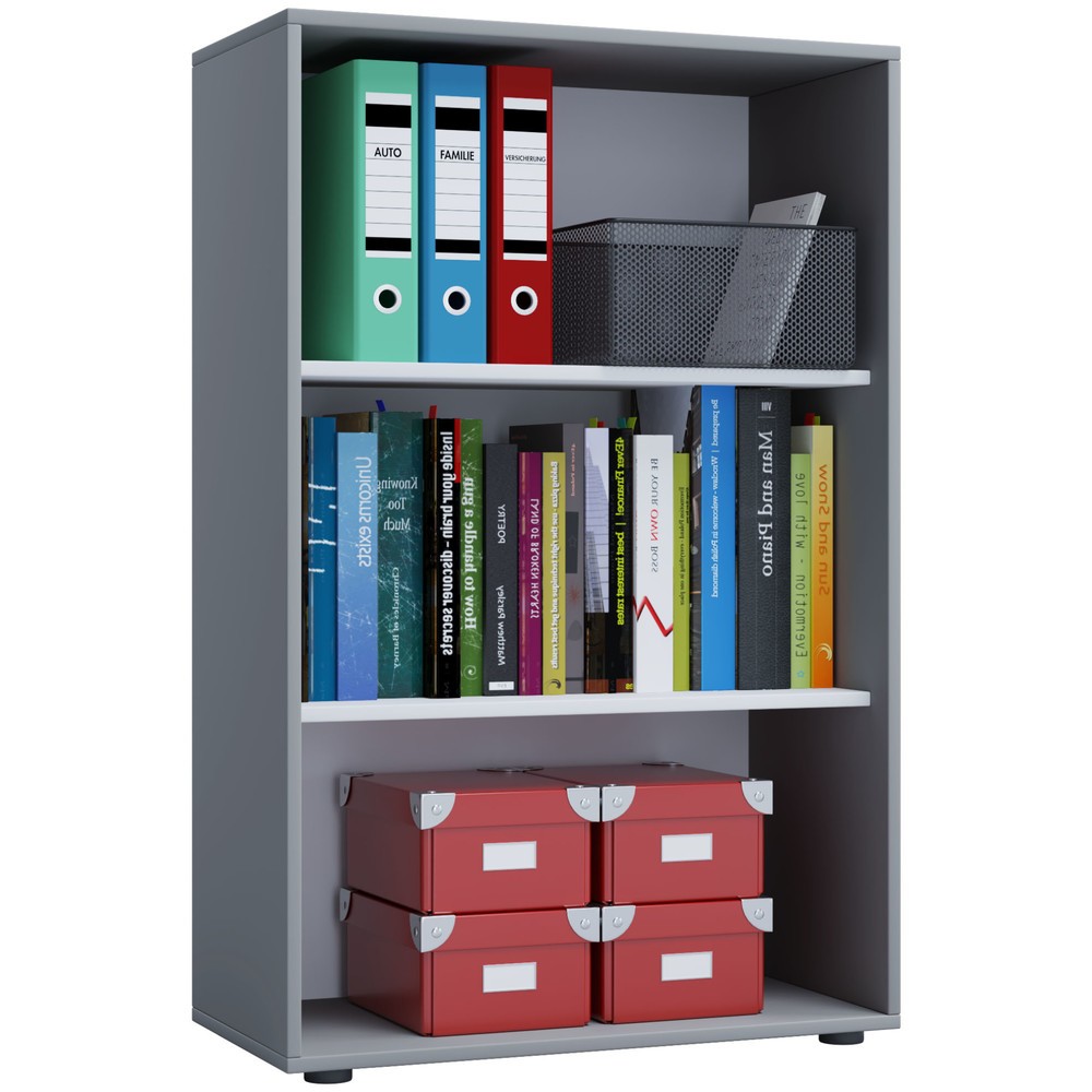 Imagen del producto: Lona - estante inferior de oficina (3 compartimentos, alto H x An x F, 1,050 x 700 x 400 mm), color gris