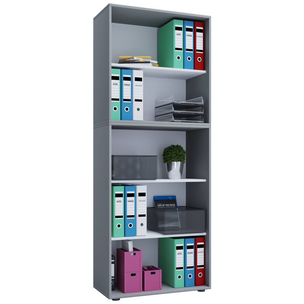 Lona - estante inferior de oficina (5 compartimentos, alto H x An x F, 1,780 x 700 x 400 mm), color gris Imagen del producto: Lona - estante inferior de oficina (5 compartimentos, alto H x An x F, 1,780 x 700 x 400 mm), color gris