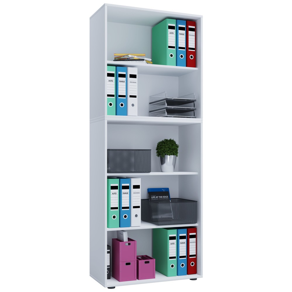 Imagen del producto: Lona - estante inferior de oficina (5 compartimentos, alto H x An x F, 1,780 x 700 x 400 mm), color blanco