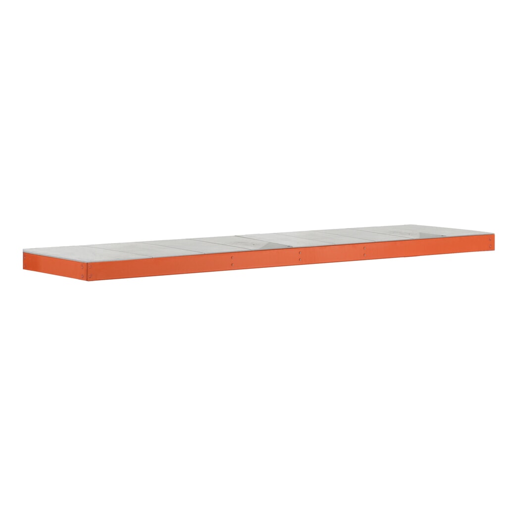 estantería ancha SCHULTE con paneles de acero naranja x 1,536 x 469 mm Imagen del producto: estantería ancha SCHULTE con paneles de acero naranja x 1,536 x 469 mm