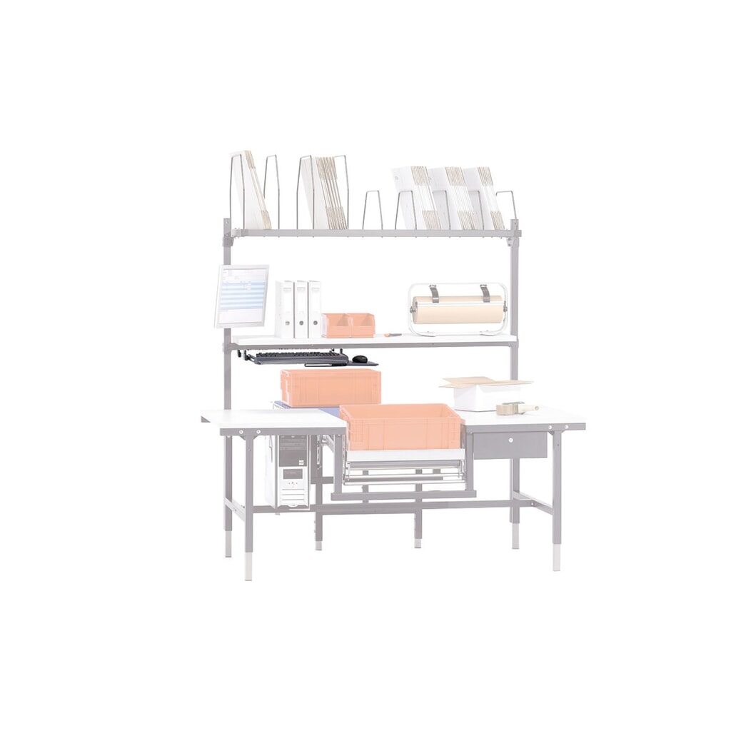 Número de imagen del producto 2: Bandeja para teclado y ratón para mesa de embalaje Rocholz, extraíble, Al x An x F 110 x 600 x 420 mm