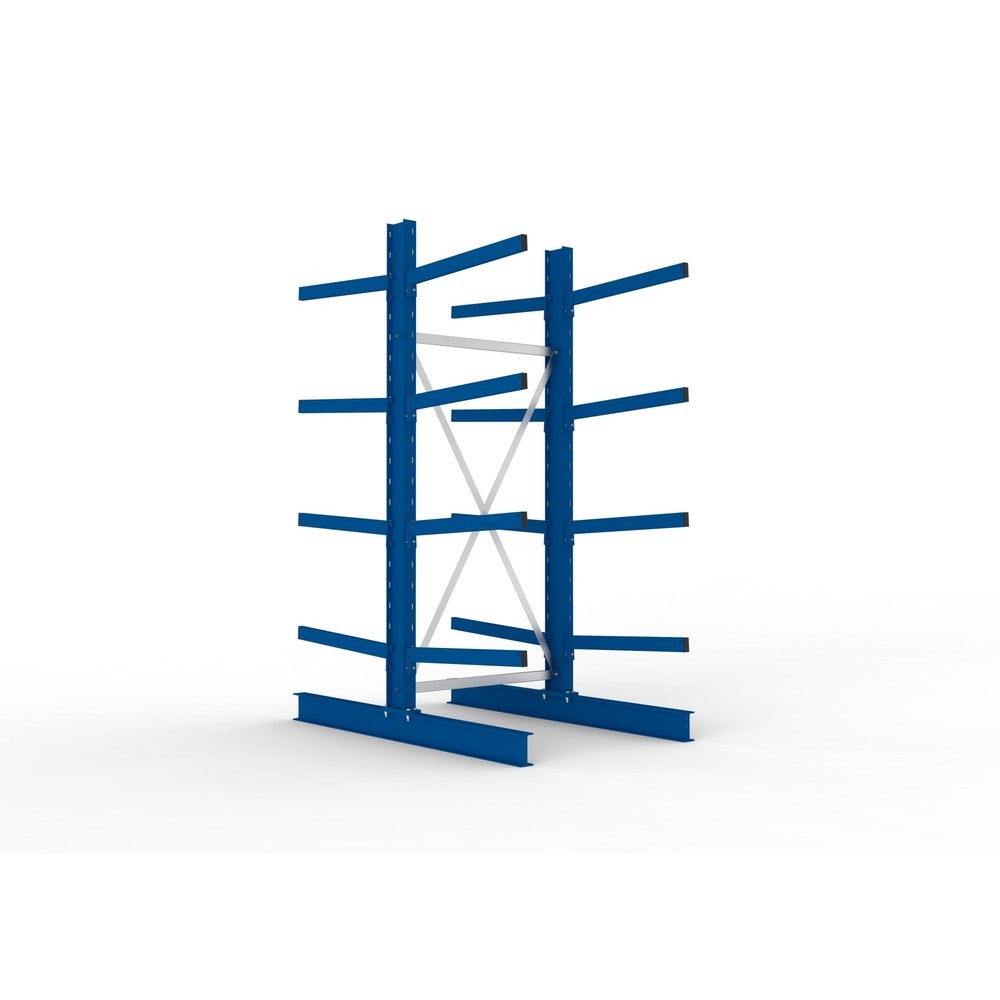 Imagen del producto: Estantería cantilever META, módulo inicial, bilateral, c.c. 250 kg, altura 2.500 mm, carga por módulo 3.000 kg