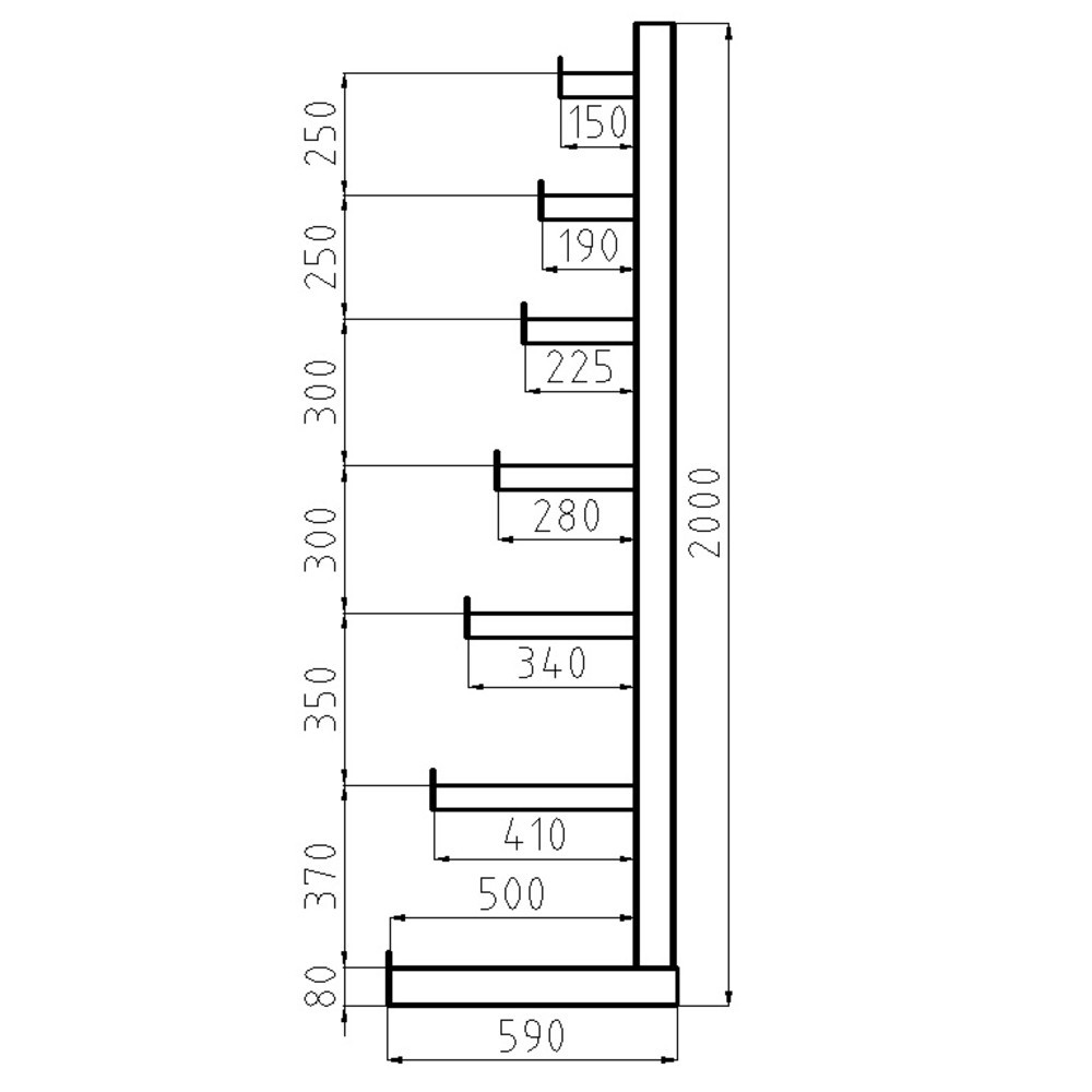 Número de imagen del producto 2: Estantería cantilever META, unilateral, c.c. 150 kg, 3 escalas