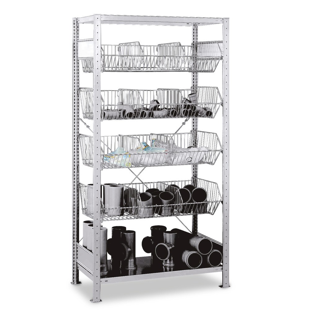 Imagen del producto: Estantería de cargas pequeñas SCHULTE con cestas de malla, GF, Al x An x P: 2.000 x 1.000 x 500 mm, carga por estante: 150 kg