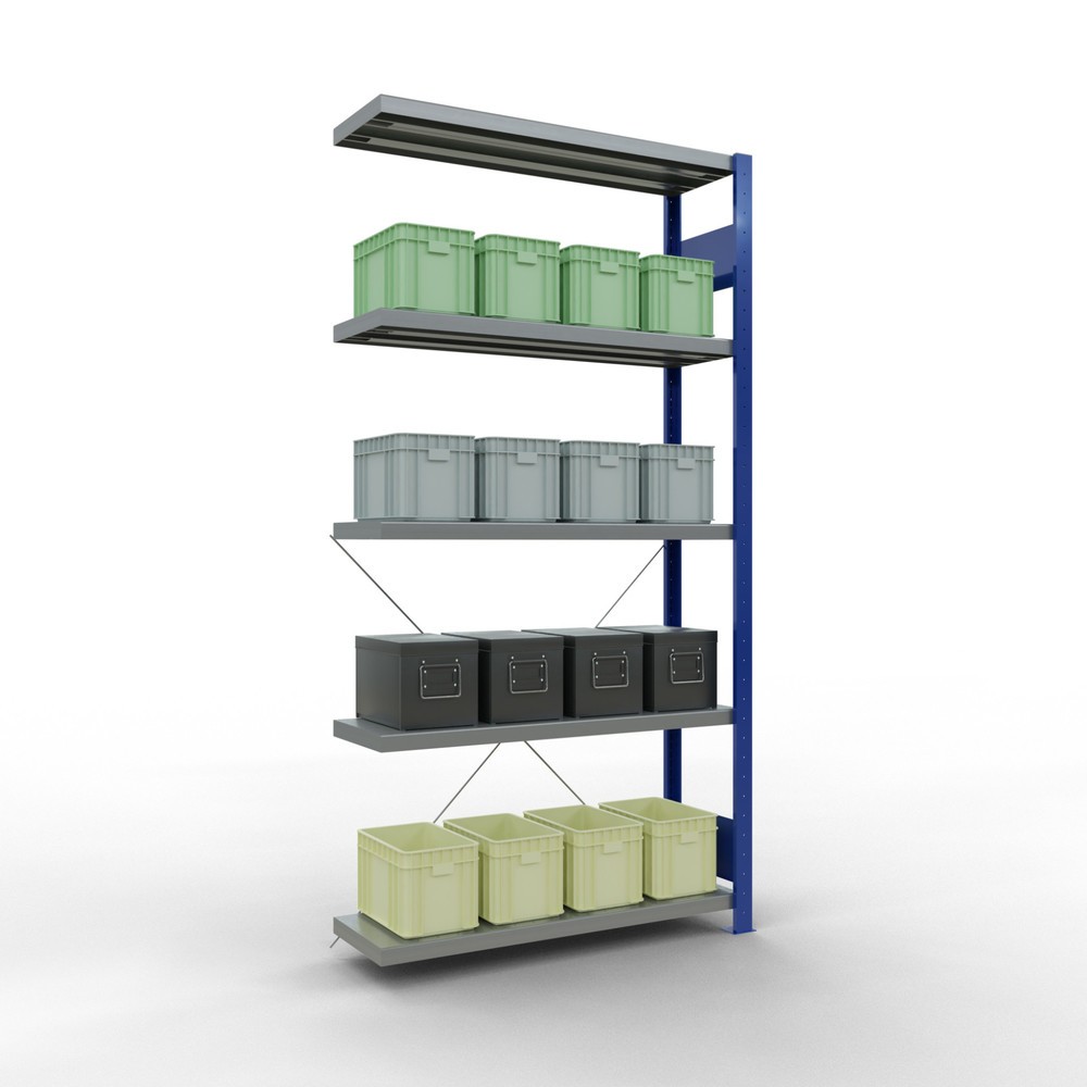 Número de imagen del producto 3: SCHULTE Estantería, módulo adicional, carga estantería de cargas pequeñas 330 kg, azul genciana galvanizado, alto H x An x F 2.000 x 1.000 x 300 mm
