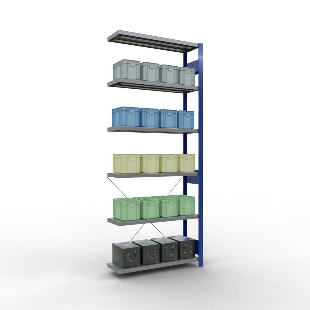 Número de imagen del producto 3: Estantería SCHULTE, módulo adicional, carga del estantería de cargas pequeñas 330 kg, azul genciana galvanizado, alto H x An x F 2.500 x 1.000 x 300 mm