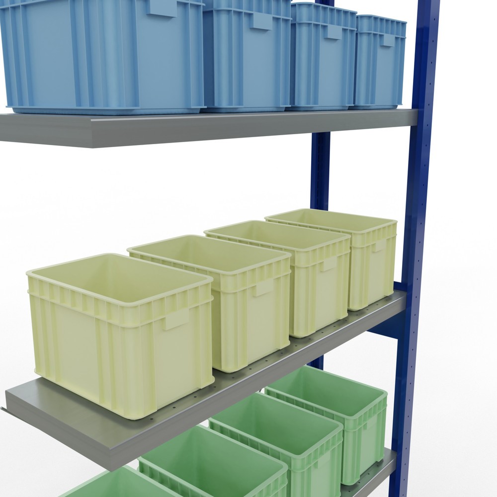 Número de imagen del producto 4: Estantería SCHULTE, módulo adicional, carga del estantería de cargas pequeñas 330 kg, azul genciana galvanizado, alto H x An x F 2.500 x 1.000 x 300 mm