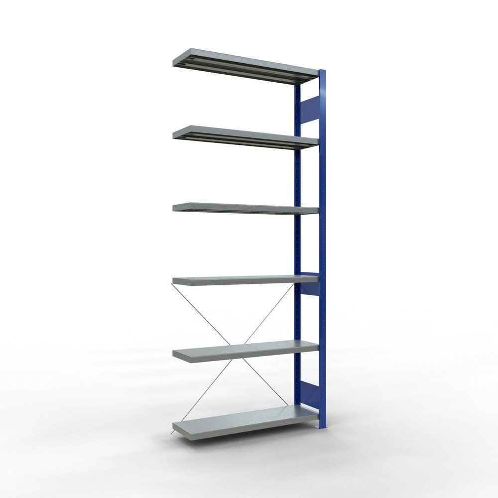 Imagen del producto: Estantería SCHULTE, módulo adicional, carga del estantería de cargas pequeñas 330 kg, azul genciana galvanizado, alto H x An x F 2.500 x 1.000 x 300 mm