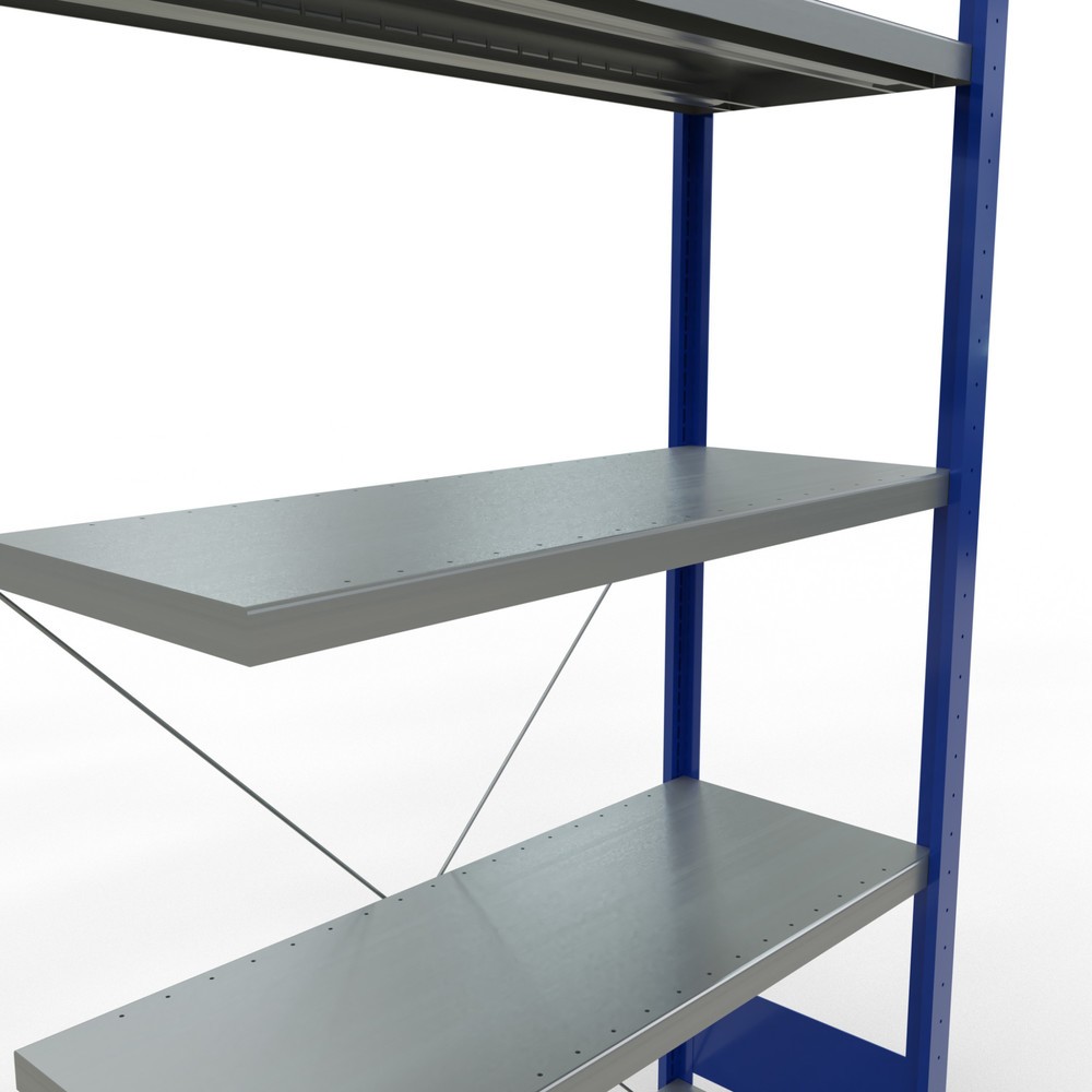 Número de imagen del producto 5: Estantería de cargas pequeñas SCHULTE con sistema de montaje encajado, módulo adicional, carga por estante de 330 kg, azul genciana/ galvanizada, Al x An x F 2.000 x 1.000 x 400 mm